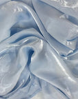 Baby Blue Crystalized Reflective Liquid Silk Chiffon Fabric