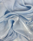 Baby Blue Crystalized Reflective Liquid Silk Chiffon Fabric