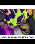 Royal Blue | Pink Multicolor Rainbow Leopard Print Faux Fur Fabric