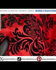 Red Damask Flocking Velvet Taffeta Fabric