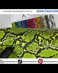 Neon Green Caicos Snake Skin Faux Leather Vinyl Fabric