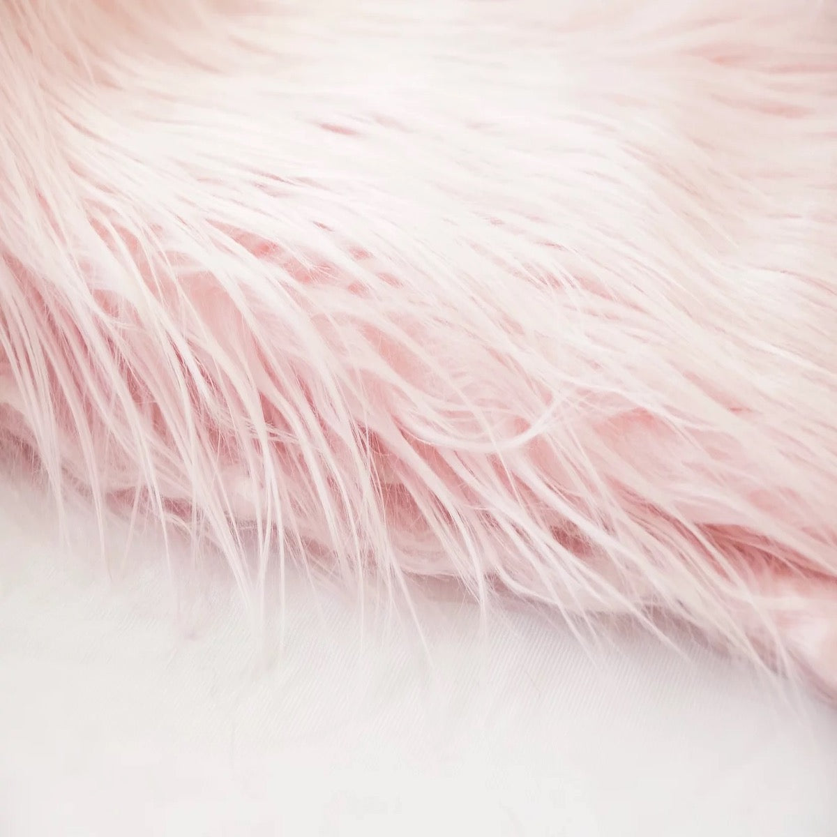 Light Pink Long Pile Shaggy Faux Fur Fabric