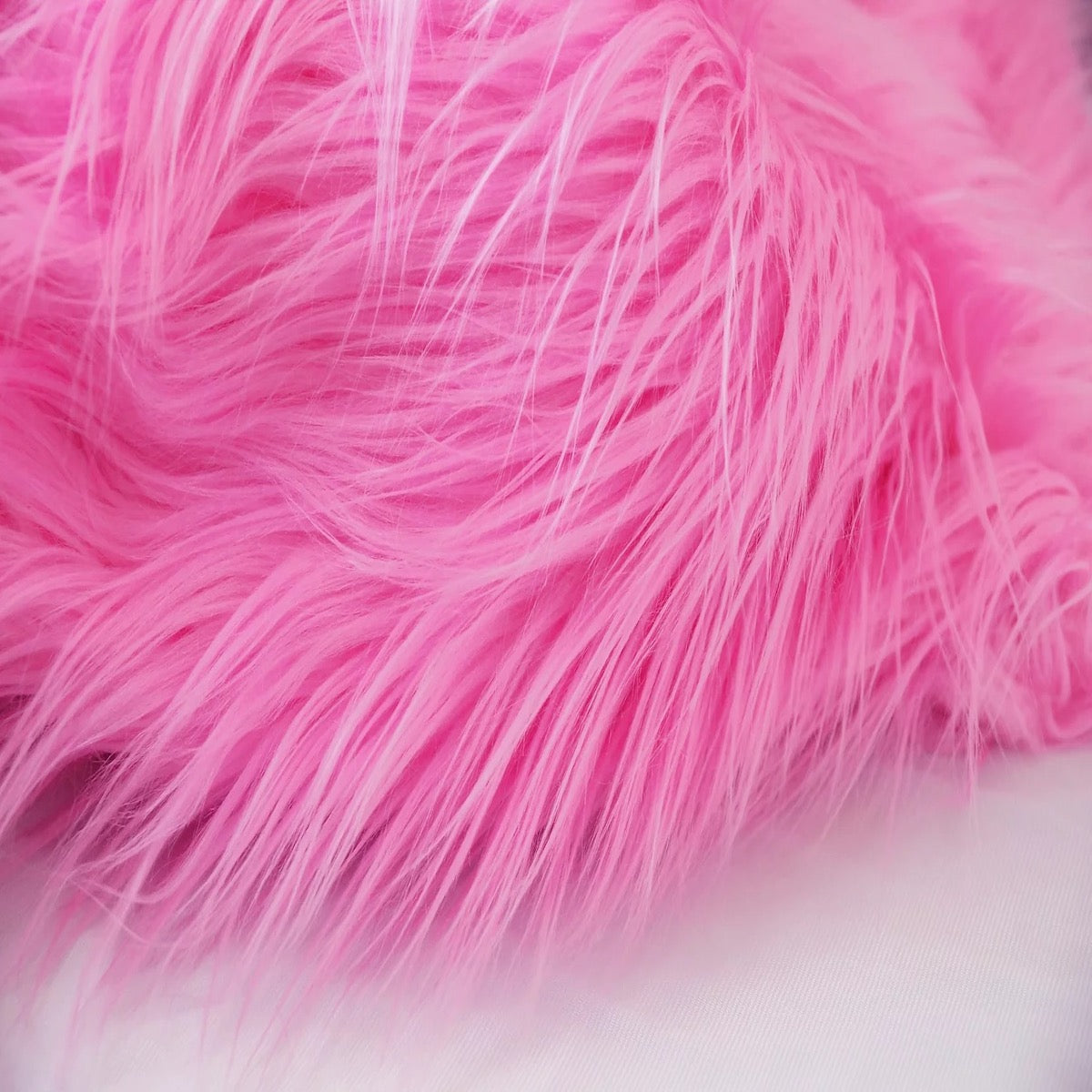 Faux Fur Fabric Long Pile Sparkling Tinsel Pink / 58 Wide/Sold by The Yard