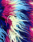 Dark Rainbow Multicolor Curly Long Pile Faux Fur Fabric - Fashion Fabrics Los Angeles 