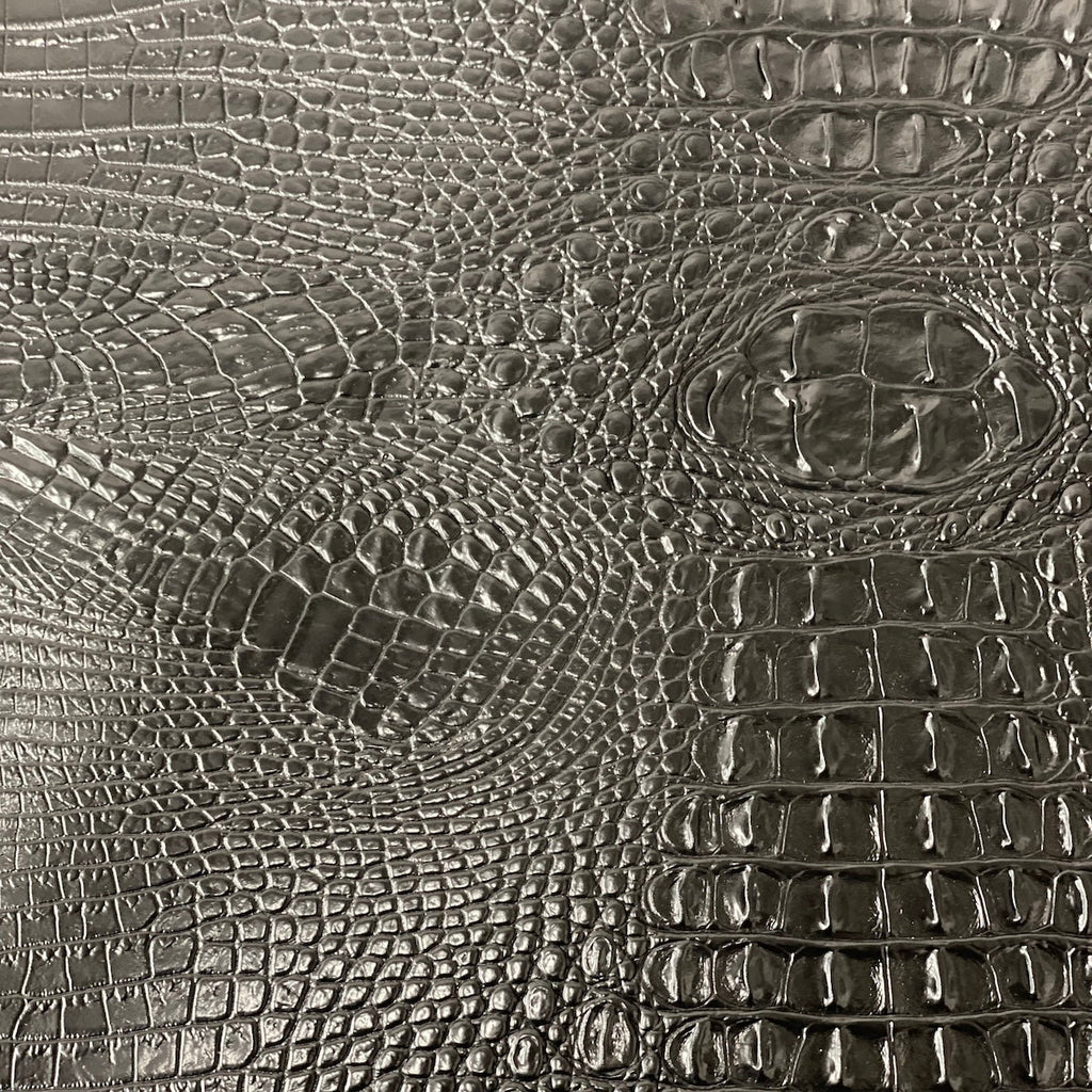 Black Amazon 3D Embossed Gator Faux Leather Vinyl Fabric – Fashion ...