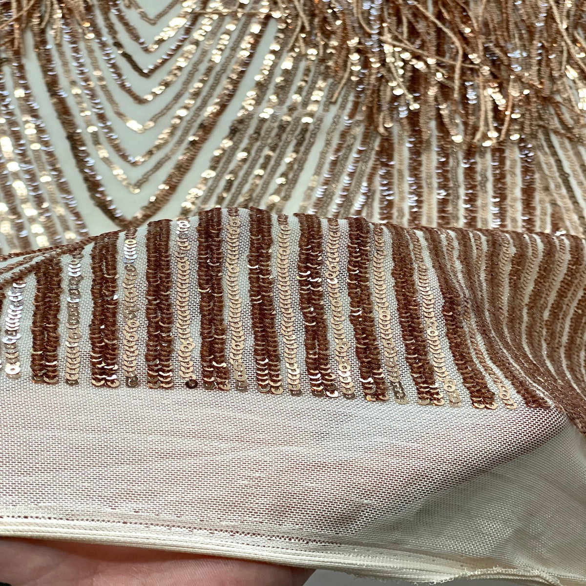 Silver Flamingo Fringe Sequins Embroidered Prom Wedding Couture Fabric - Sold By The 2024 Yard